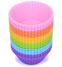 BakeBaking Mini Muffin Pan - Reusable Silicone Cupcake Molds 2in 24 Pack - Small Baking Cups Truffle Cake Pan Set Nonstick in 6 Colors