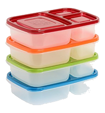EasyLunchboxes 3-Compartment Bento Lunch Box Containers, Set of 4, Classic