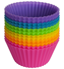 Pantry Elements Silicone Cupcake Liners Baking Cups - 12 Vibrant Muffin Molds in Storage Jar