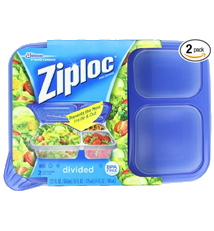 Ziploc Container, Divided Rectangle, 2-Count(Pack of 2)