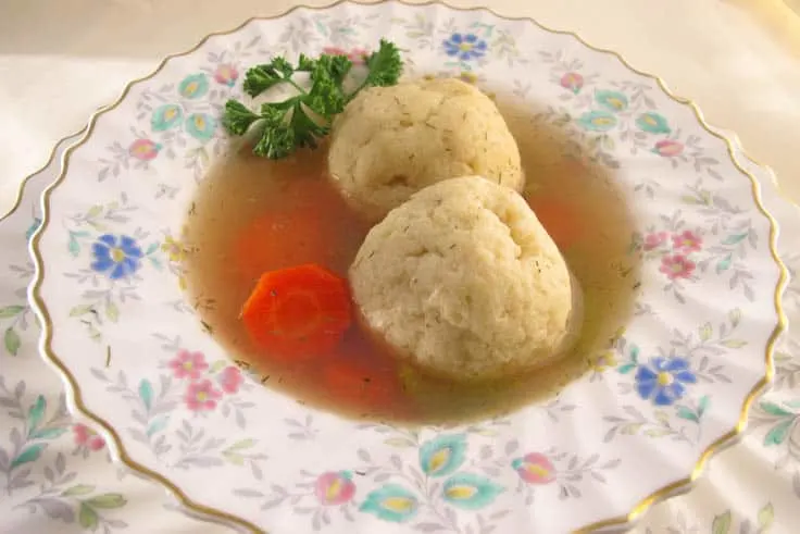 Matzo Ball Soup wth broth made in the slow coooker