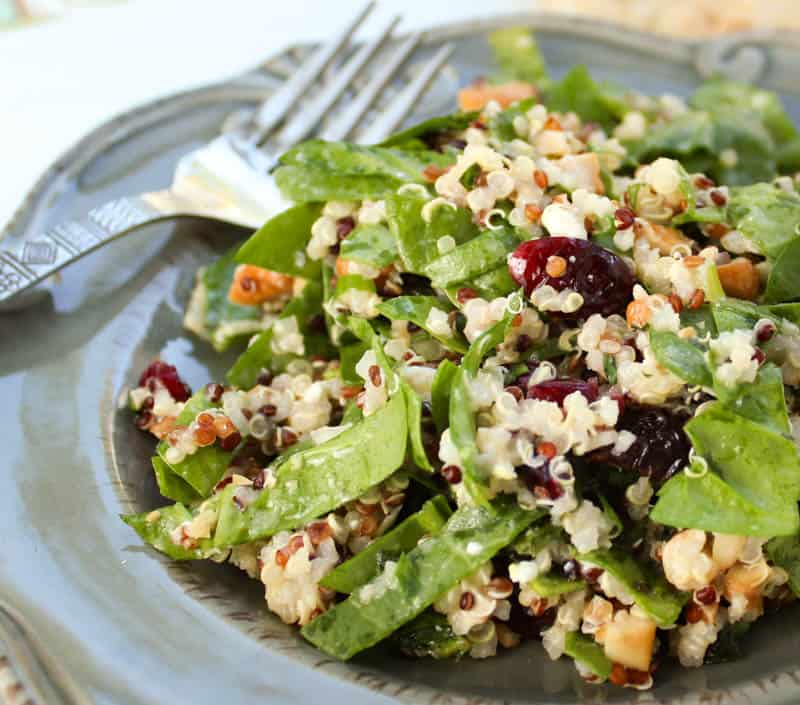 Spinach and Quinoa Salad. A recipe that works for Passover and Easter