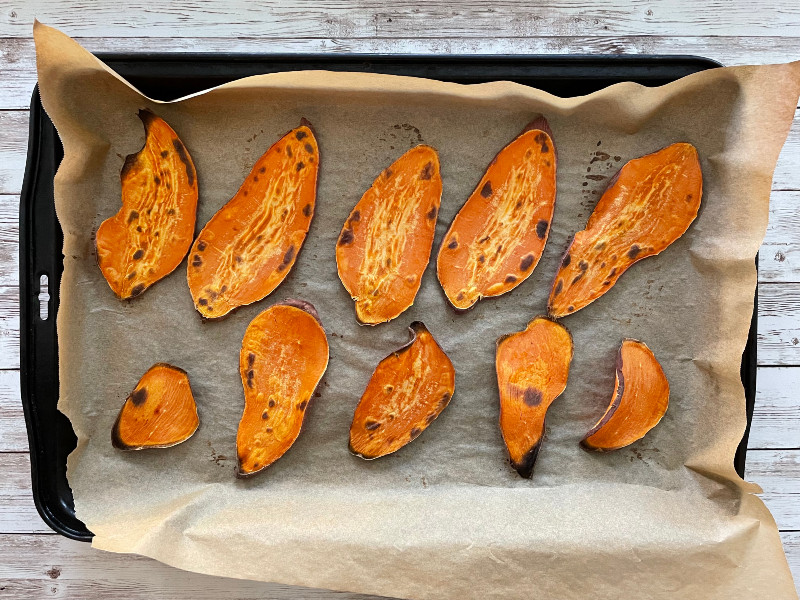 sweet potato toasts from the oven