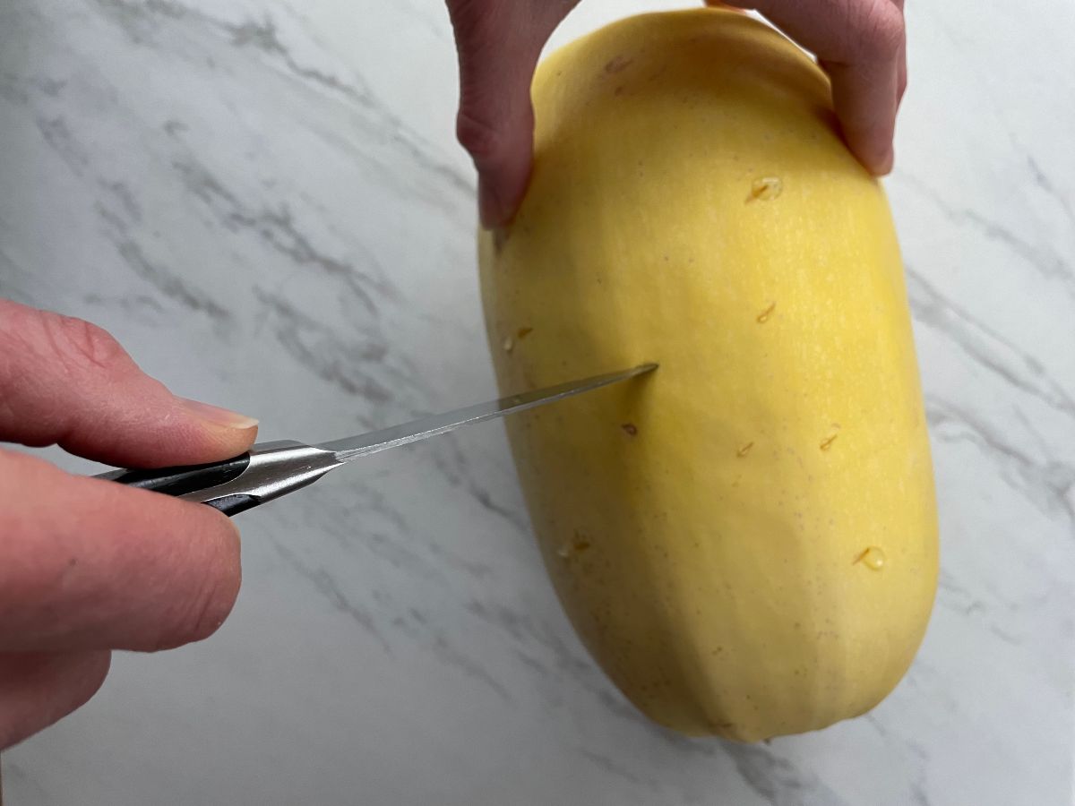 poke holes in spaghetti squash