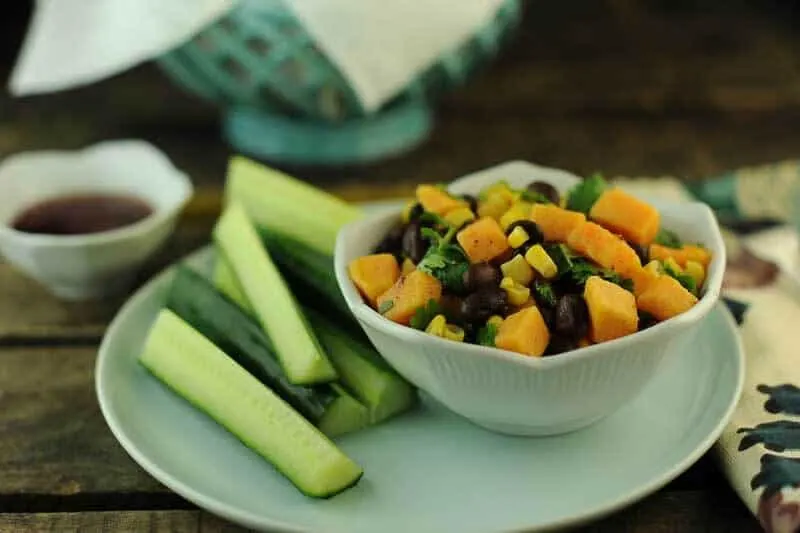 Warm Sweet Potato Corn and Black Bean Salad