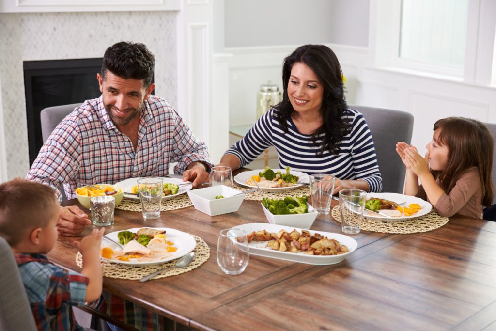 family eating dinner together: what to do when spouse gets home too late for family dinner