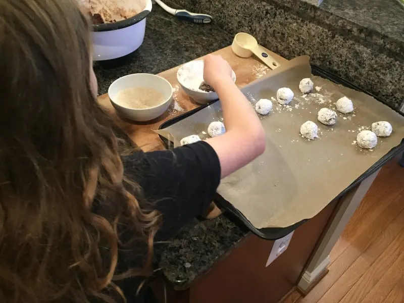 Dipping Snowball Cookie Dough