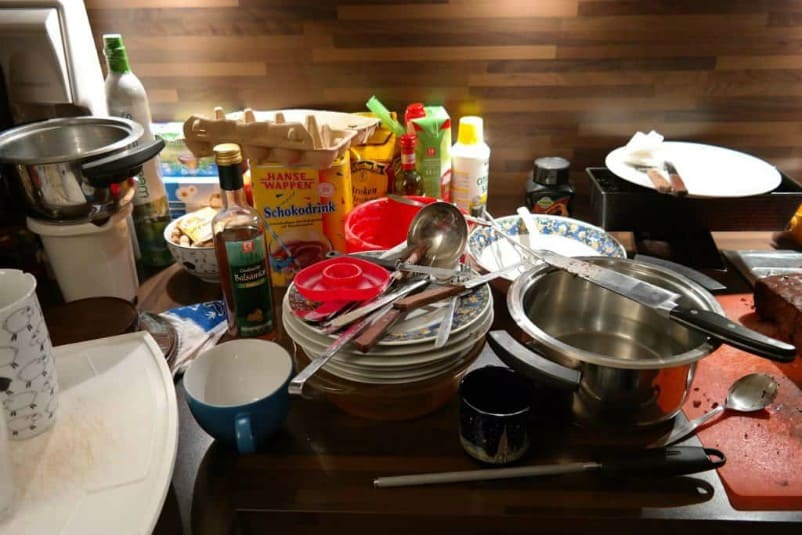 Kitchen mess and cleaning clutter in your kitchen
