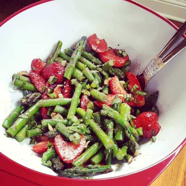 Asparagus Strawberry and Basil salad Sandra Simmons Asparagus Strawberry and Basil Salad