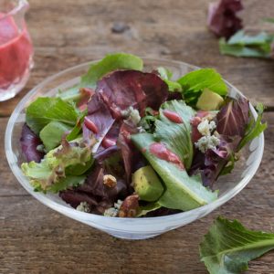 Baby Lettuce with Pecans, Avocado, and Raspberry Vinaigrette