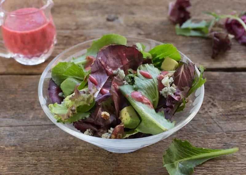 Baby Lettuce with Pecans, Avocado, and Raspberry Vinaigrette