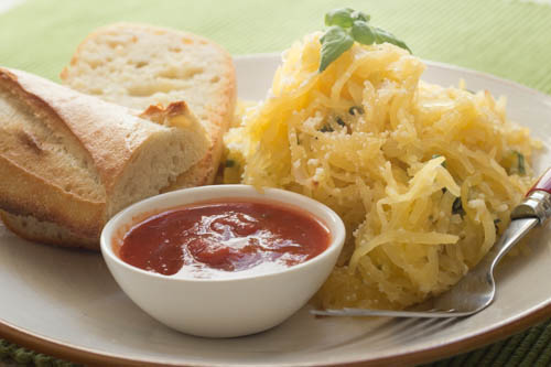 Basil Garlic Spaghetti Squash with Parmesan Cheese