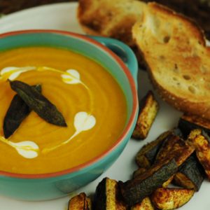 Butternut Squash and Apple Soup with Crispy Sage