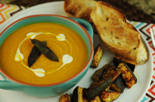 Butternut Squash and Apple Soup with Crispy Sage
