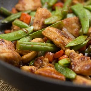 Cashew Garlic Chicken or Tofu with Sugar Snap Peas