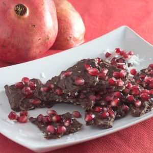 Chocolate Coconut Ginger Pomegranate Bark