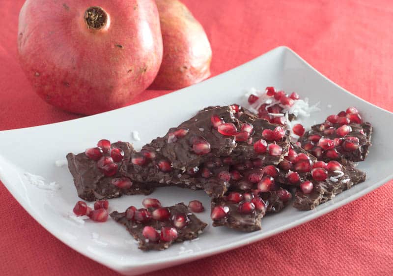 Chocolate Coconut Ginger Pomegranate Bark-0020 Chocolate Coconut Ginger Pomegranate Bark