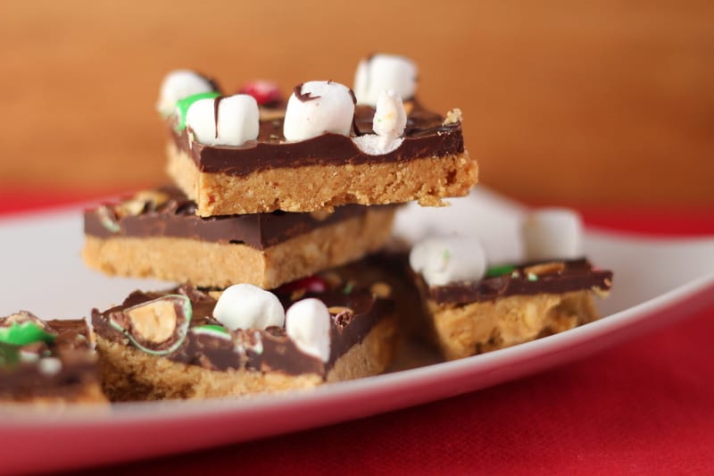 Chocolate Peanut Butter Bars and holiday eating without guilt