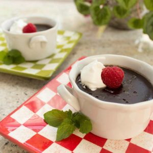 Chocolate Pudding with Fresh Raspberries