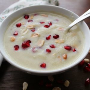 Creamy Cauliflower Soup with Peanuts and Pomegranate