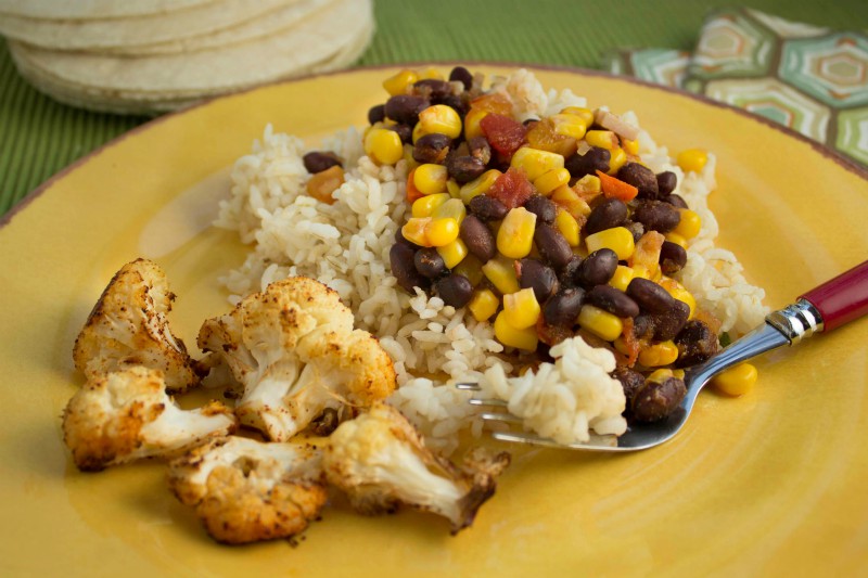 Cuban Black Beans and Rice with Sweet Corn