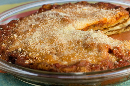 Eggplant Pie with Parmesan Crust