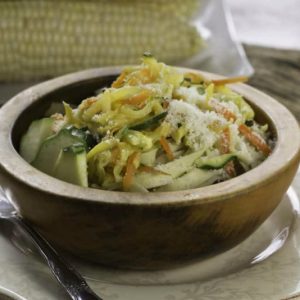 Fettuccine with Shredded Zucchini, Carrots, and Garlic