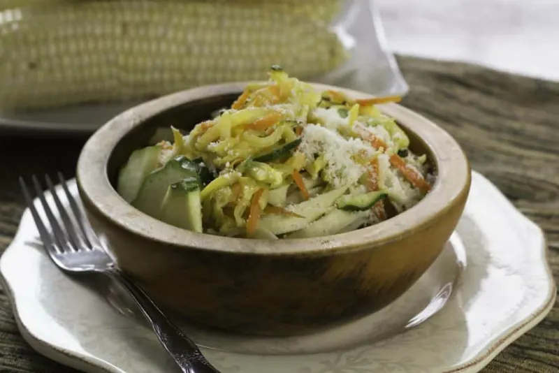 Fettuccine with Shredded Zucchini, Carrots, and Garlic