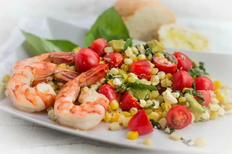 Fresh Corn, Tomato and Avocado Salad with Shrimp