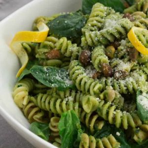 Fusilli with Pistacchio-Arugula Pesto