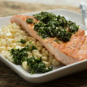 Grilled Salmon with Fresh Herb Pesto