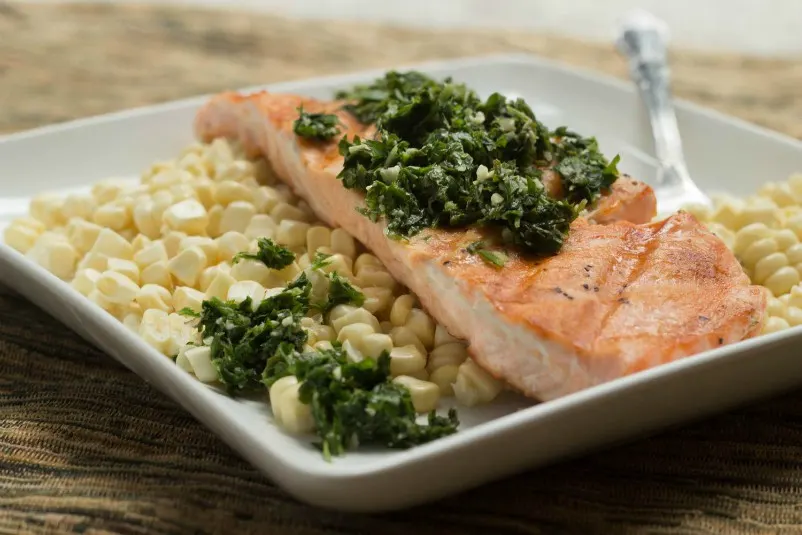 Grilled Salmon with Fresh Herb Pesto