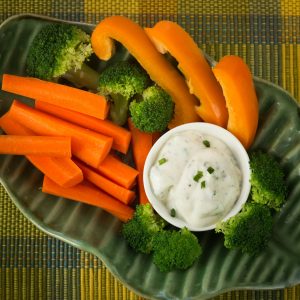 Homemade Ranch Dressing with Carrots and Broccoli