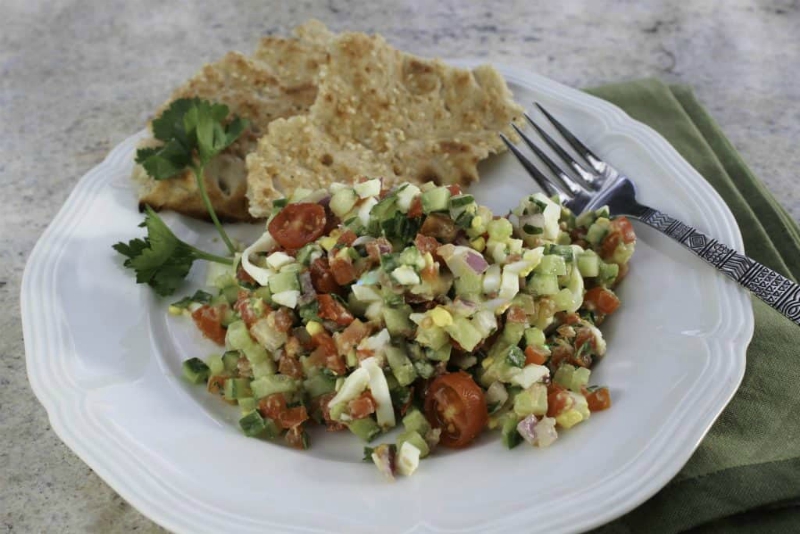 Israeli Chopped Salad with Tahini Lemon Dressing -014 Israeli Salad with Tahini Lemon Dressing