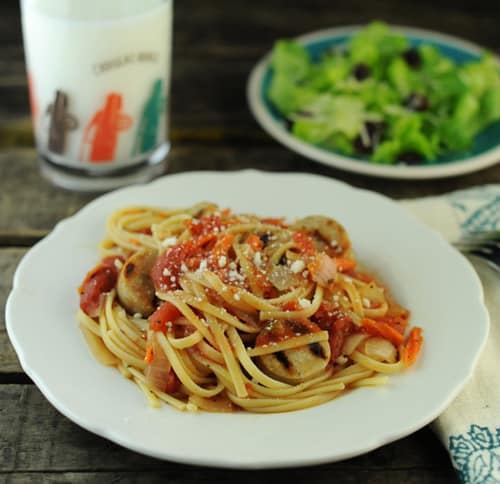 Italian Sausage Linguine with Grated Carrots 500 KW Italian Sausage Linguine with Grated Carrots