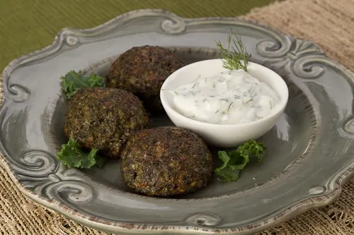 Kale Balls with Creamy Dill Sauce
