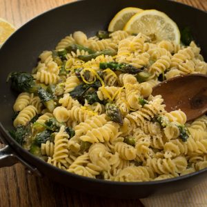 Lemon Parmesan Fusilli with Asparagus and Spinach