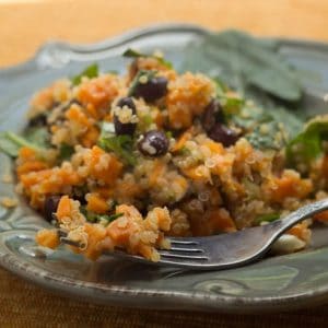 Roasted Sweet Potato, Black Bean, and Spinach Salad