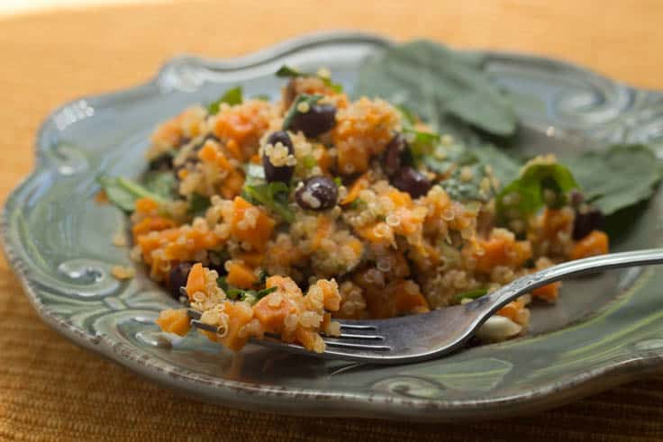 Roasted Sweet Potato, Black Bean, and Spinach Salad