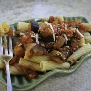 Sicilian Pasta with Eggplant and Fresh Tomatoes