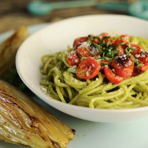 Spaghetti with Creamy Avocado Pesto