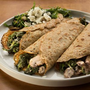 Spinach and Mushroom Whole Wheat Crepes