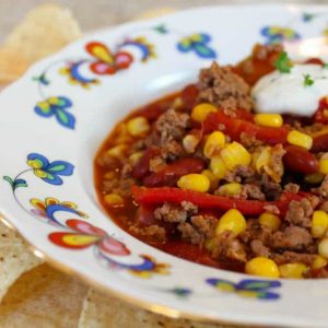 Taco Chili with Cilantro Sour Cream