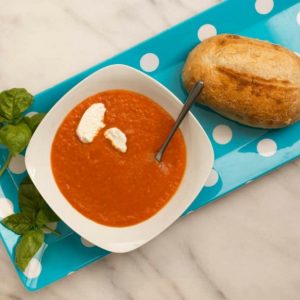 Tomato Soup with Basil and Goat Cheese