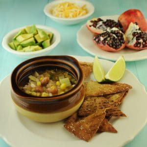 Vegetarian Sopa Poblano with Avocados