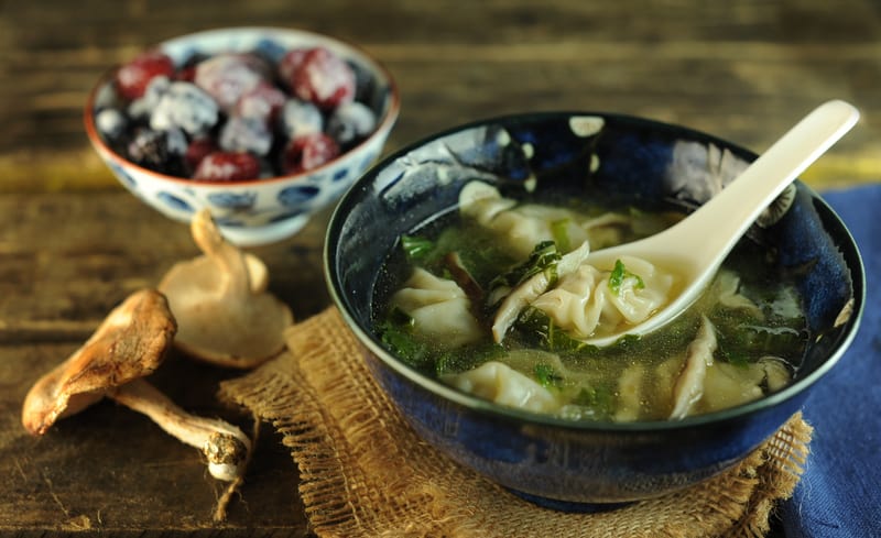 mini wonton soup with asian vegetables mini wonton soup with asian vegetables