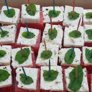 Watermelon Feta and Mint Cubes