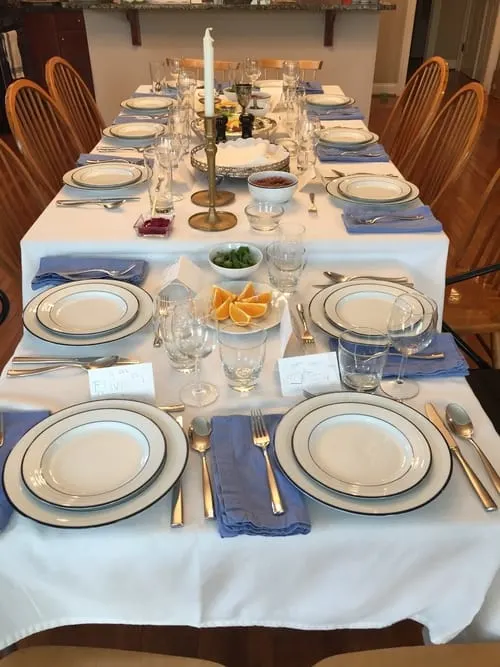 Seder Table and beautiful symbol of what holiday meals can teach us about enjoying all meals