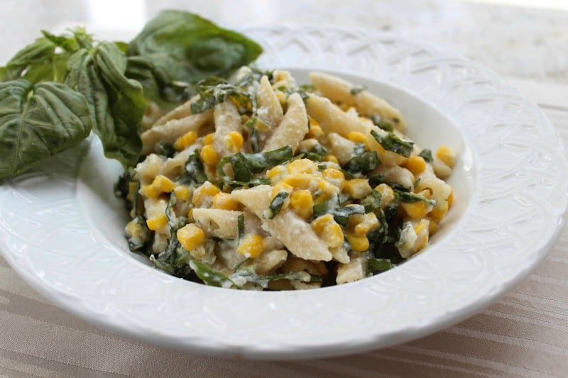 Penne Rigate with Sweet Corn, Ricotta and Basil -019 Penne Rigate with Sweet Corn, Ricotta, and Basil