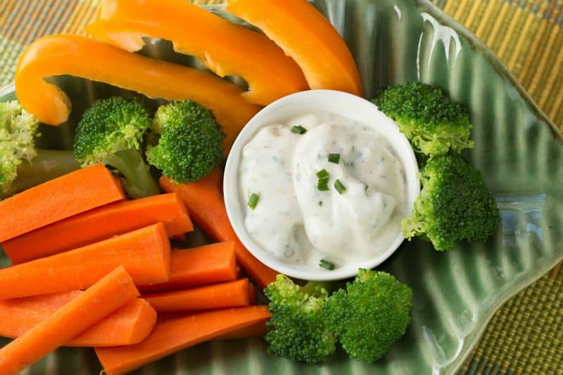 Homemade Ranch Dressing with Carrots and Broccoli